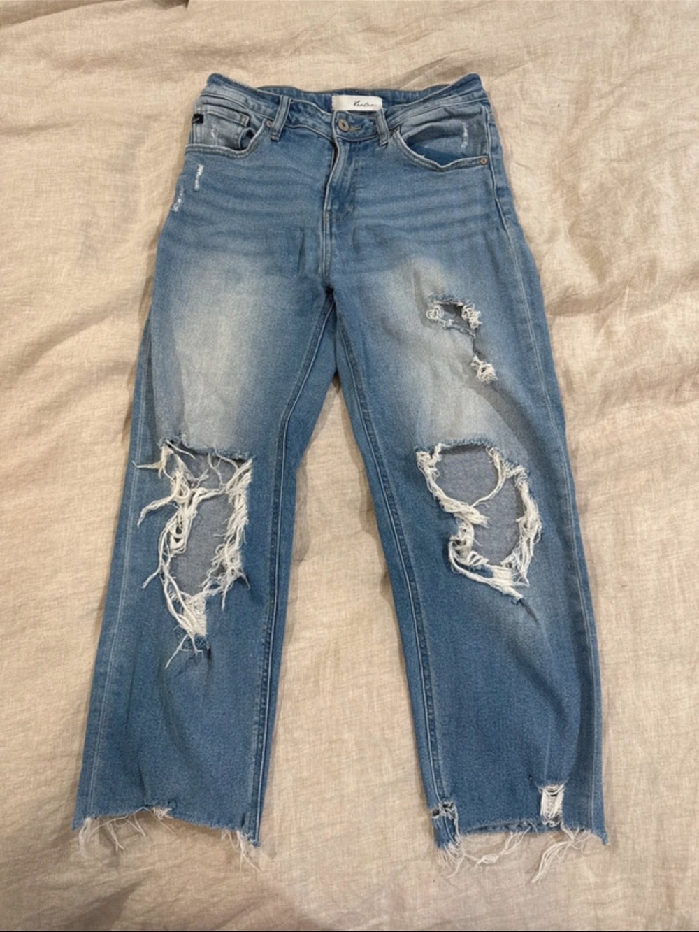 Distressed Women’s “mom” Jeans
